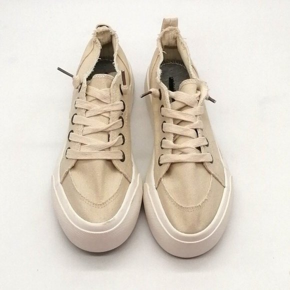 Maurices Womens Sneakers Sadie Beige Canvas Lace Up Walking‎ Shoe Platform 9 - Picture 4 of 12